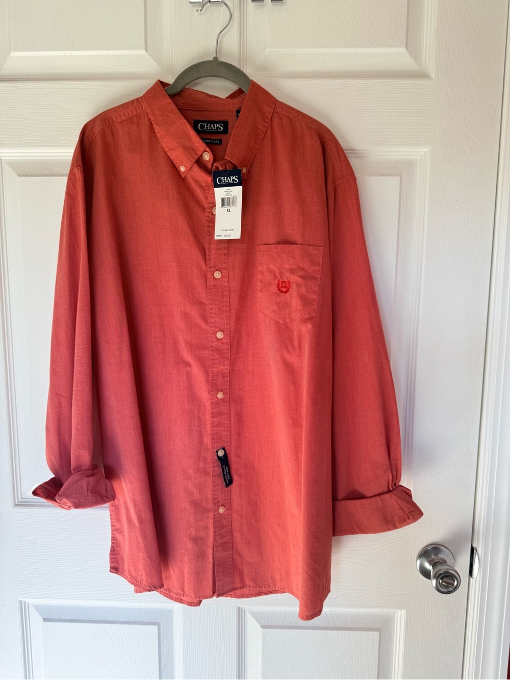 Chaps Men’s Button-Down Shirt - Salmon Size XL NWT